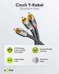 Miniatyrbild 4 av 8: Goobay RCA-splitterkabel, 3 m, Sharkskin Grey Cinch kontakten (woofer, Center) > 2x Cinch kontakten (woofer)