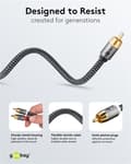 Miniatyrbild 5 av 8: Goobay RCA-splitterkabel, 3 m, Sharkskin Grey Cinch kontakten (woofer, Center) > 2x Cinch kontakten (woofer)