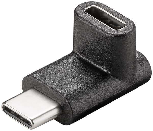 Goobay Adapter USB-C™ til USB-C™ 90°, svart USB-C™-kontakt &gt; USB-C™-plugg