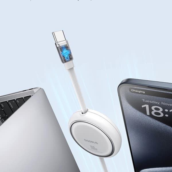 Baseus Retractable Free2Draw Mini USB-C - USB-C 100W 1m - Vit