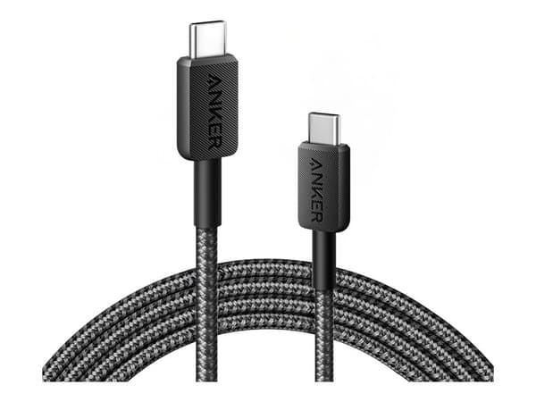 Anker 322 - USB-kabel - 24 pin USB-C (hann) til 24 pin USB-C (hann) - 5 V - 3 A - 1.8 m - USB Fast Charge (15W) - svart