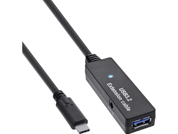 InLine® USB 3.2 Gen.1 aktiv forlengelse, USB-C-plugg til USB-A-kontakt, 5m (35650D)