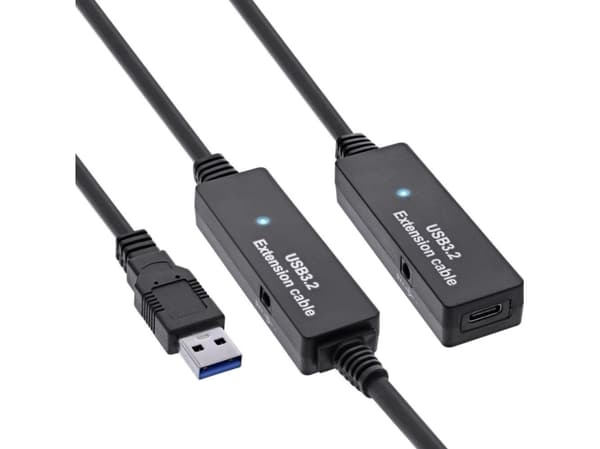 InLine 35656B, 15 m, USB A, USB C, USB 3.2 Gen 1 (3.1 Gen 1), 5 Gbit/s, Svart