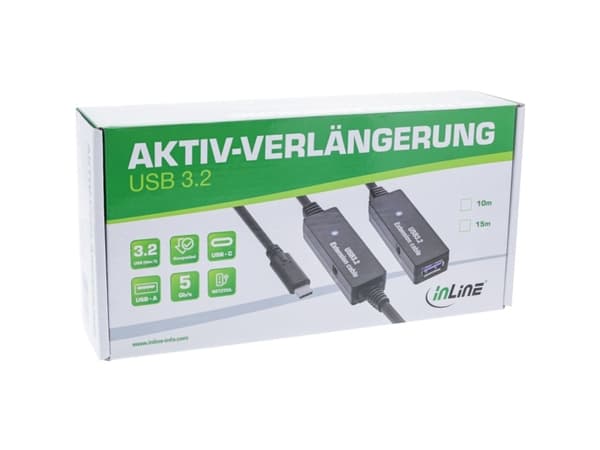 InLine 35655D, 10 m, USB C, USB A, USB 3.2 Gen 1 (3.1 Gen 1), 5 Gbit/s, Svart