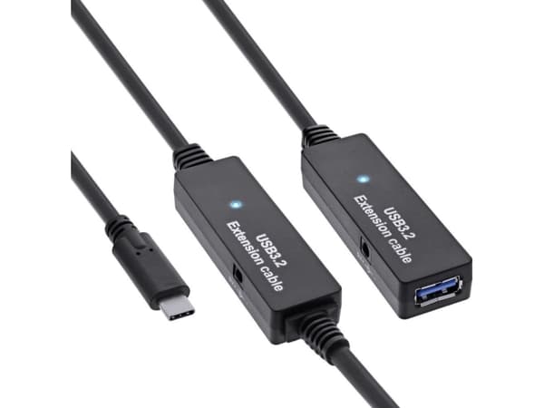 InLine 35655D, 10 m, USB C, USB A, USB 3.2 Gen 1 (3.1 Gen 1), 5 Gbit/s, Svart