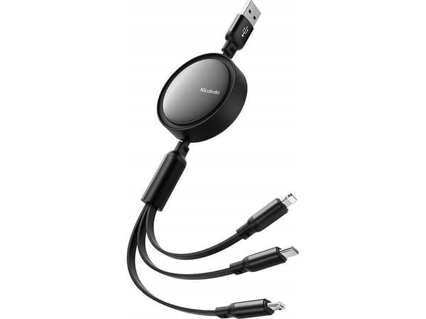 3in1 USB to USB-C / Lightning / Micro USB Cable, Mcdodo CA-7256, 3.5A, 1.2m (black)