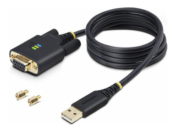 StarTech.com 3ft (1m) USB to Null Modem Serial Adapter Cable, Interchangeable DB9 Screws/Nuts, COM Retention, USB-A to RS232, FTDI, Level-4 ESD Prote
