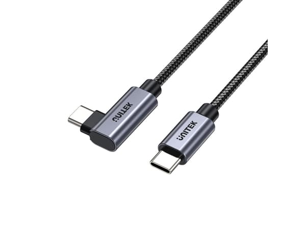 Unitek - USB-kabel - 24 pin USB-C (hane) till 24 pin USB-C (hane) högervinklad - 20 V - 5 A - 3 m - Stöd för Power Delivery 3.0, Fast Charging up to