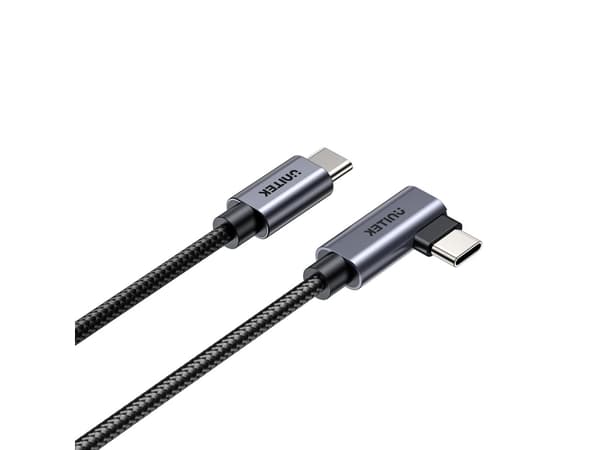 Unitek - USB-kabel - 24 pin USB-C (hane) till 24 pin USB-C (hane) högervinklad - 20 V - 5 A - 3 m - Stöd för Power Delivery 3.0, Fast Charging up to