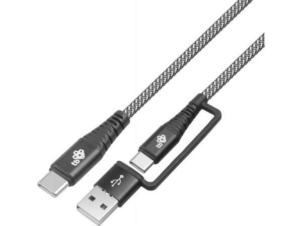Kabel USB TB Kabel 2w1: USB C - USB C med USB A, 1,2 m