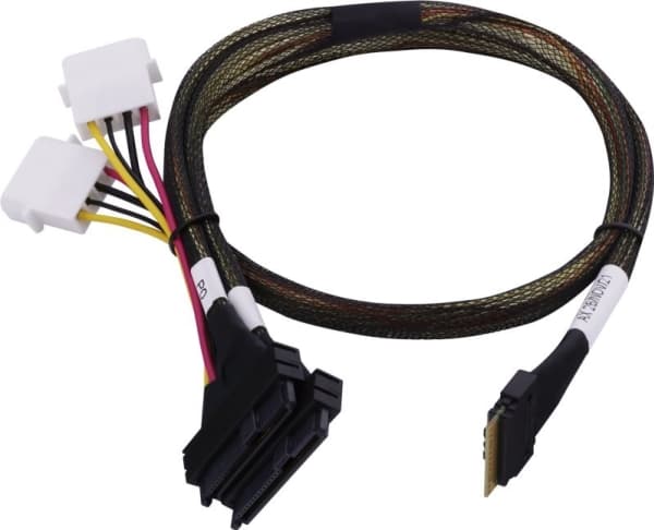 Microchip Technology 2305200-R, 0,8 m, SlimSAS ×8 (SFF-8654), 2SFF-8639 ×4, Suora, Suora, Musta, Monivärinen