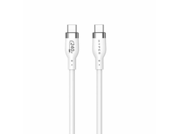 HyperJuice - USB-kabel - 24 pin USB-C (hane) till 24 pin USB-C (hane) - USB 2.0 - 1 m - USB-strömförsörjning (240W), utökat effektområde (EPR) - vit