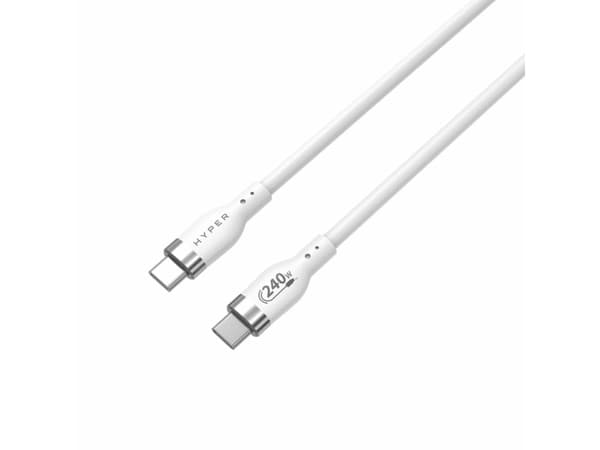 HyperJuice - USB-kabel - 24 pin USB-C (hane) till 24 pin USB-C (hane) - USB 2.0 - 1 m - USB-strömförsörjning (240W), utökat effektområde (EPR) - vit