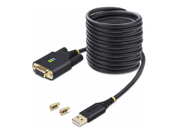 StarTech.com 10ft (3m) USB to Null Modem Serial Adapter Cable, Interchangeable DB9 Screws/Nuts, COM Retention, USB-A to RS232, FTDI, Level-4 ESD Prot