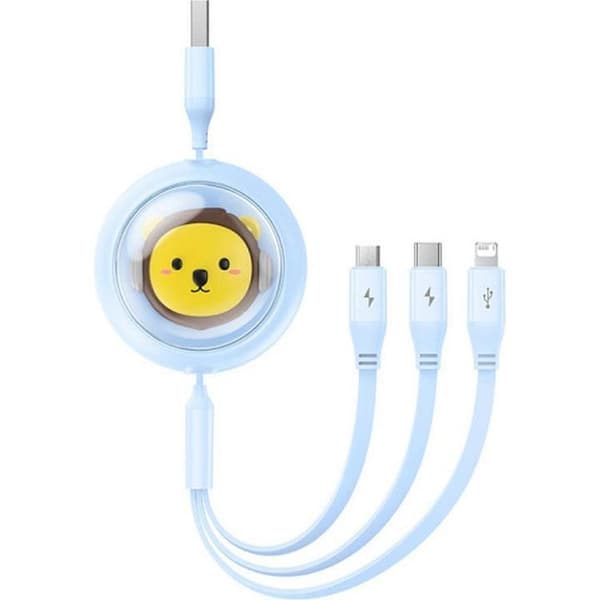 Baseus 3in1 USB-A till USB-C, Lightning, microUSB kabel 1.1m - Blå