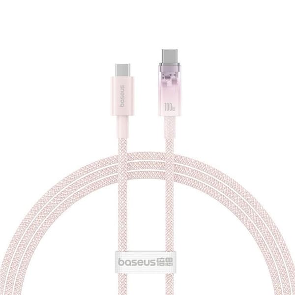 Baseus USB-C till USB-C kabel 1m 100W - Rosa