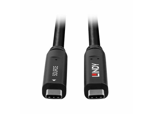Lindy 43393, 8 m, USB C, USB C, USB 3.2 Gen 1 (3.1 Gen 1), 5 Gbit/s, Svart