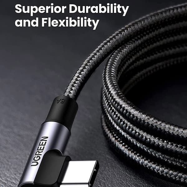 UGREEN 1m 100W hurtigopladningskabel USB-C-datakabel bøjet