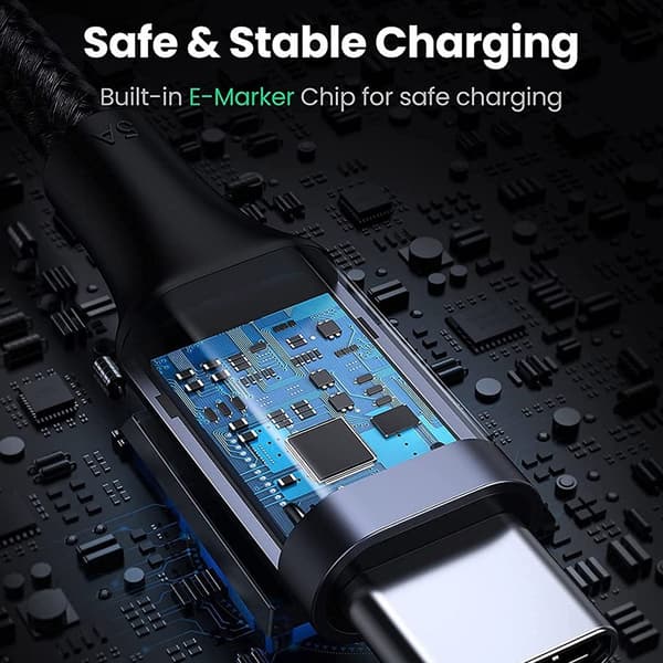 UGREEN 1m 100W hurtigopladningskabel USB-C-datakabel bøjet