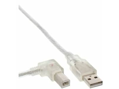 Mikrotilkobling USBAB5ANGLED-L, 5 m, USB A, USB B, USB 2.0, 480 Mbit/s, Hvid