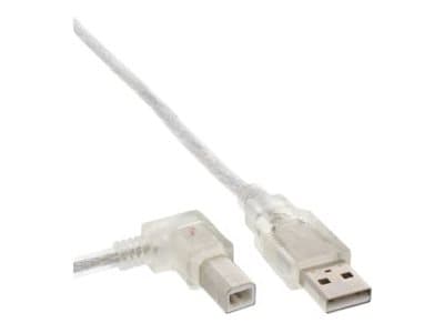 Mikrotilkobling USBAB5ANGLED-L, 5 m, USB A, USB B, USB 2.0, 480 Mbit/s, Hvid