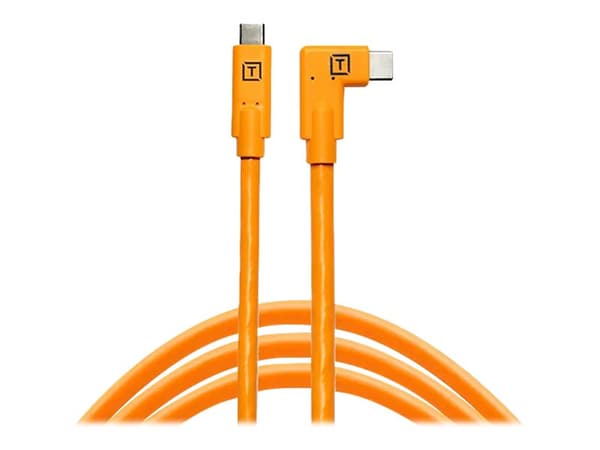 Tether Tools TetherPro - USB-kabel - 24 pin USB-C (hane) rak till 24 pin USB-C (hane) högervinklad - USB 3.1 - 4.6 m - Strömförsörjningsstöd - högsyn