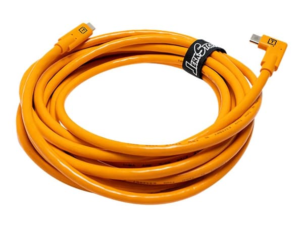 Tether Tools TetherPro - USB-kabel - 24 pin USB-C (hane) rak till 24 pin USB-C (hane) högervinklad - USB 3.1 - 4.6 m - Strömförsörjningsstöd - högsyn