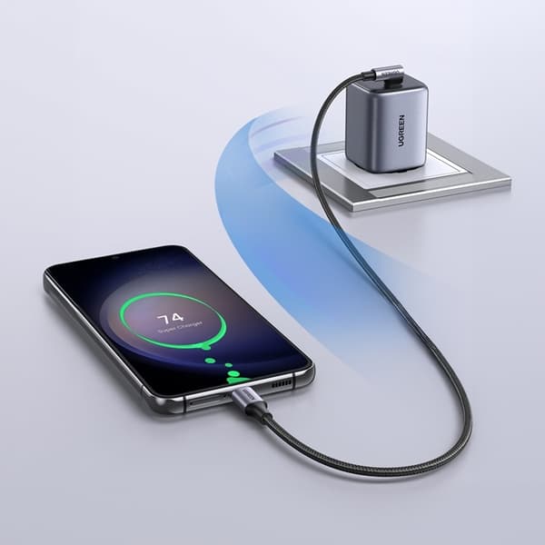 Ugreen USB-C till USB-C kabel Angled 0.5m - Grå