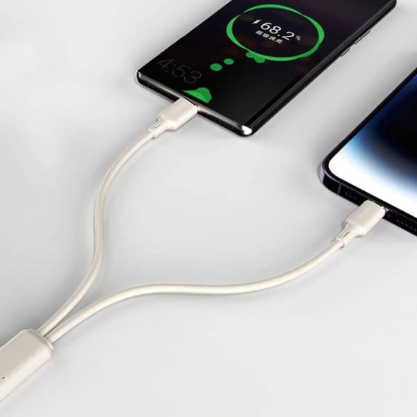 Dudao 3in1 USB-C Till USB-C/Lightning Kabel 1.2m - Beige