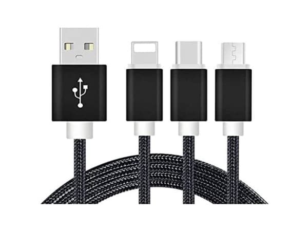 REEKIN USB-opladerkabel USB-A-hanstik, USB-C® stik, USB-micro-B-hanstik, Apple Lightning-stik 1.20 m Sort 4260272282320
