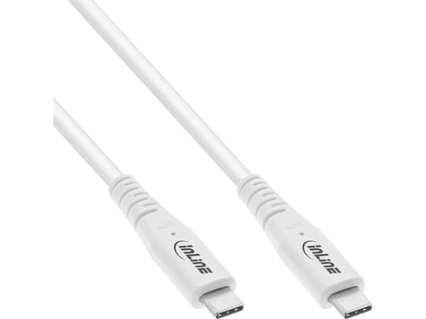 InLine USB4 cable, USB-C male/male, PD 240W, 8K60Hz, TPE, white, 1.5m, 1.5 m, USB C, USB C, USB4 Gen 3x2, 40 Gbit/s, White