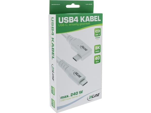 InLine 35912W, 2 m, USB C, USB C, USB4 Gen 3x2, 40 Gbit/s, Vit