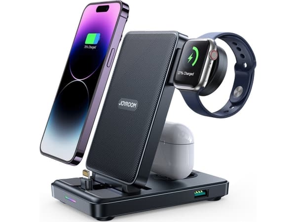 Joyroom-lader Joyroom JR-WQS02 4-i-1 ladestasjon iPhone AirPods Apple Watch sammenleggbar - svart