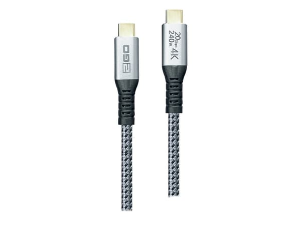 2GO 797514, 1,2 m, USB C, USB C, USB 3.2 Gen 2x2, 20 Gbit/s, Svart, Silver