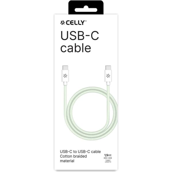 Celly USB-C til USB-C-kabel 60W 1,5 m grønn