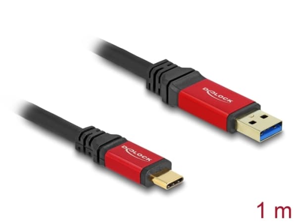 Delock - USB-kabel - USB typ A (hane) till 24 pin USB-C (hane) - 1 m - upp till 10 Gbps dataöverföringshastighet, guldpläterade kontakter - svart / r