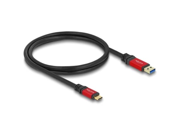 Delock - USB-kabel - USB typ A (hane) till 24 pin USB-C (hane) - 1 m - upp till 10 Gbps dataöverföringshastighet, guldpläterade kontakter - svart / r