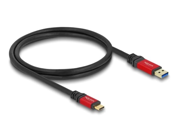 Delock - USB-kabel - USB typ A (hane) till 24 pin USB-C (hane) - 1 m - upp till 10 Gbps dataöverföringshastighet, guldpläterade kontakter - svart / r