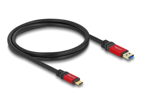 Delock - USB-kabel - USB typ A (hane) till 24 pin USB-C (hane) - 1 m - upp till 10 Gbps dataöverföringshastighet, guldpläterade kontakter - svart / r