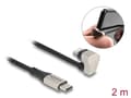 Miniatyrbilde 4 av 5: Delock - Lightning-kabel - Lightning hann vinklet til 24 pin USB-C hann - 2 m - MFI-sertifisert - svart/sølv - vinklet, up to 480 Mbps