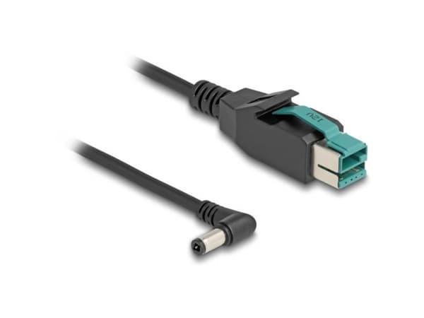 Delock - Vahvistettu USB-kaapeli - USB PlusPower (12 V) (uros) ja DC-liitin 5,5 x 2,5 mm (uros) kulma - 12 V - 2 m - musta - musta
