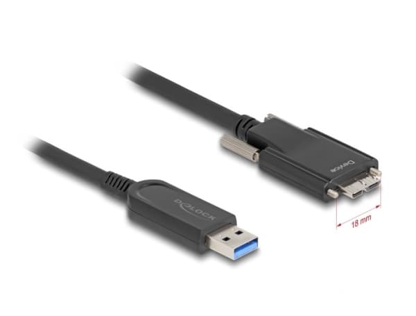 Delock - USB-kabel - USB typ A (hane) till Micro-USB typ B (hane) skruvbar - USB 2.0 - 900 mA - 7.5 m - upp till 10 Gbps dataöverföringshastighet, Ac