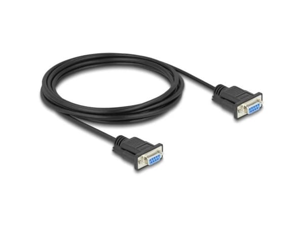 Delock - Seriell RS-232-kabel - DB-9 (hona) skruvbar till DB-9 (hona) skruvbar - 3 m - 5 mm - svart