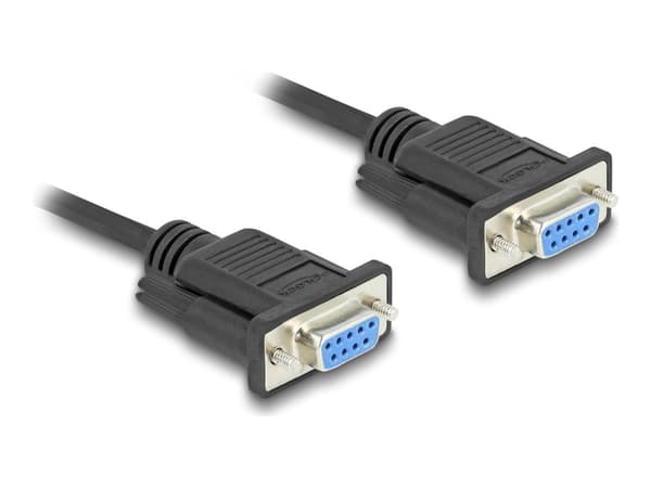 Delock - Seriell RS-232-kabel - DB-9 (hona) skruvbar till DB-9 (hona) skruvbar - 3 m - 5 mm - svart