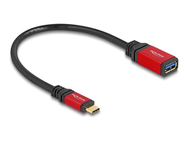 Delock - USB-adapter - 24 pin USB-C (hane) till USB typ A (hona) - 15 cm - upp till 10 Gbps dataöverföringshastighet, guldpläterade kontakter - svart