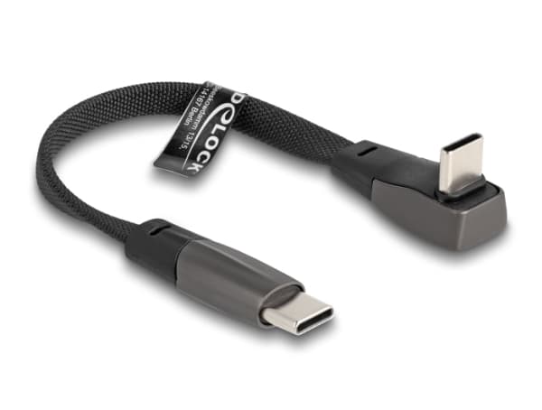Delock - USB-kabel - 24 pin USB-C (hane) till 24 pin USB-C (hane) vinklad - USB 2.0 - 3 A - 14 m - Stöd för Power Delivery 3.0 - svart