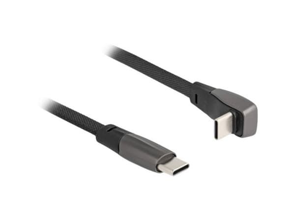 Delock - USB-kabel - 24 pin USB-C (hane) till 24 pin USB-C (hane) vinklad - USB 2.0 - 3 A - 14 m - Stöd för Power Delivery 3.0 - svart