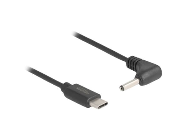 Delock - Strømkabel - 24 pin USB-C (hann) til 3,5 x 1,35 mm DC-jakk (hann) vinklet - 5 V - 1 A - 1.5 m - svart