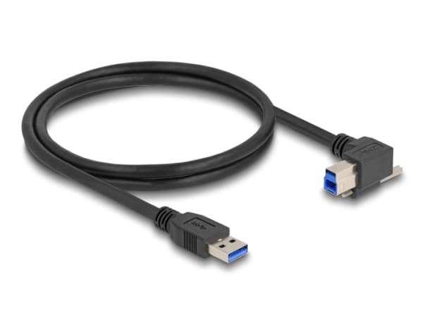 Delock - USB-kabel - USB-type A (hann) rett til USB Type B (hann) høyrevinklet - USB 3.0 - 1 m - up to 5 Gbps data transfer rate, tommelskruer - svar