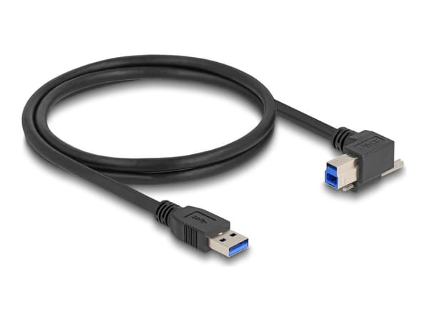 Delock - USB-kabel - USB-type A (hann) rett til USB Type B (hann) høyrevinklet - USB 3.0 - 1 m - up to 5 Gbps data transfer rate, tommelskruer - svar